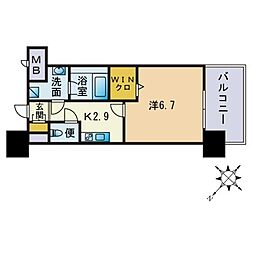 エンクレスト博多LIBERTY 1Kの間取図画像