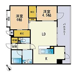 Glam美野島 2LDKの間取図画像