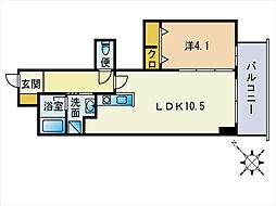 リバーフェイス博多 1LDKの間取図画像
