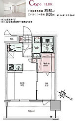 エンクレスト博多プレミア 1LDKの間取図画像