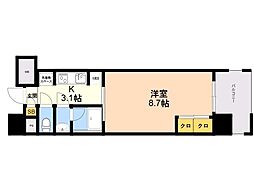 RJRプレシア博多パークレジデンス 1Kの間取図画像
