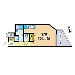 レジディア博多 ワンルームの間取図画像