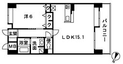 レジデンス博多 1LDKの間取図画像