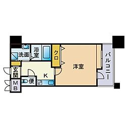 エンクレスト中呉服 1Kの間取図画像