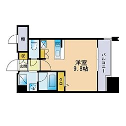 エンクレスト博多 ワンルームの間取図画像