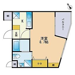 エクセレンシア博多 1Kの間取図画像