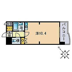 ライオンズマンション博多中央 1DKの間取図画像