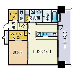 エンクレストGRAN博多駅前 1LDKの間取図画像
