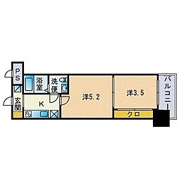 アリビオ美野島 2Kの間取図画像