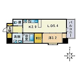 ネストピア博多シティ 1LDKの間取図画像