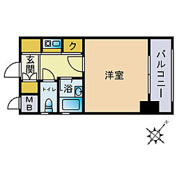 ピュアドームパレス博多 1Kの間取図画像