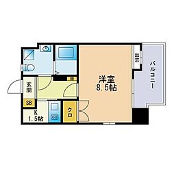 エミリエ博多 1Kの間取図画像