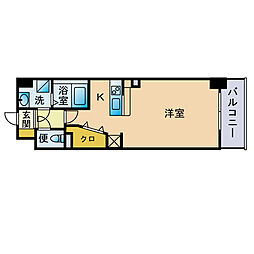 ＬＵＸＣＡＳ　ＦＵＫＵＯＫＡ　ＥＡＳＴ 4階ワンルームの間取り