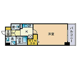 ＬＵＸＣＡＳ　ＦＵＫＵＯＫＡ　ＥＡＳＴ 6階1Kの間取り