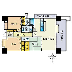 モントーレヴェルキューブシティ福岡空港駅 3LDKの間取図画像