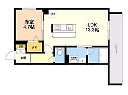 シャーメゾン吉塚 211 2階1LDKの間取り