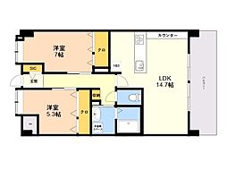 (仮称)プラトウズ仲原 2LDKの間取図画像