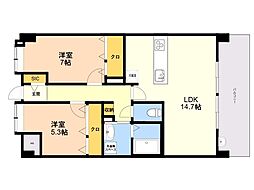 (仮称)プラトウズ仲原 505 5階2LDKの間取り