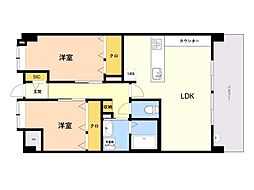 (仮称)プラトウズ仲原 6階2LDKの間取り