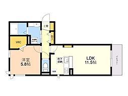 フェリーチェ　Ｂ棟 3階1LDKの間取り