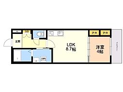 ＳｈａＭａｉｓｏｎ　ｒｉｃｈｅ　ｌｉｖｅ 203 2階1LDKの間取り