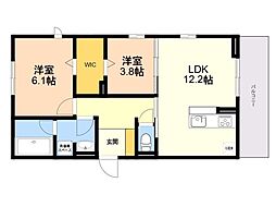 Pure Wind Garden B棟 2LDKの間取図画像