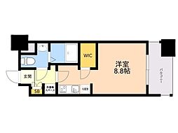 パークアクシス福岡県庁前 ワンルームの間取図画像
