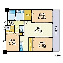 エスティメゾン博多東 3LDKの間取図画像