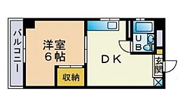 第一占部ビル 1DKの間取図画像