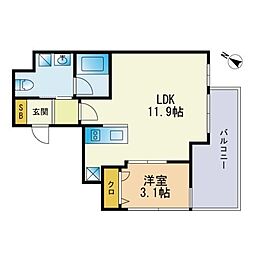 ビエネスタ千代県庁口 1LDKの間取図画像
