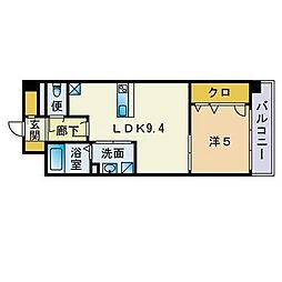 Aden箱崎駅前 1LDKの間取図画像