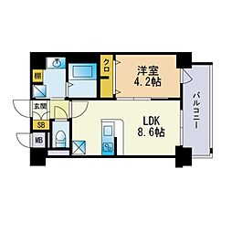 ウィングコート 1LDKの間取図画像