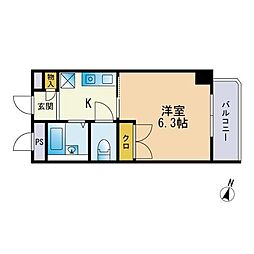 パレエクセラ 1Kの間取図画像