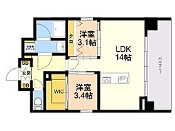 MODERN ASPIRATION 箱崎AXIA 2LDKの間取図画像