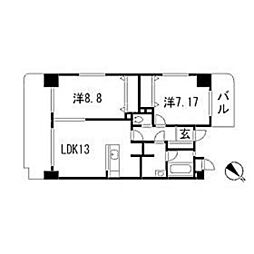 ハイネスエミュ21 2LDKの間取図画像