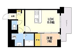 (仮称)KL箱崎1丁目209 1LDKの間取図画像