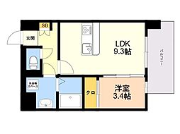 KL箱崎 1LDKの間取図画像