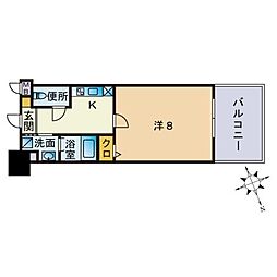 S-FORT福岡県庁前 1Kの間取図画像