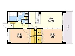 リバーランド箱崎5 2LDKの間取図画像