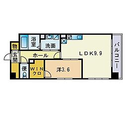 Aden箱崎駅前 1LDKの間取図画像