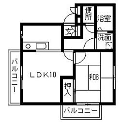 カーメルハウス 1LDKの間取図画像