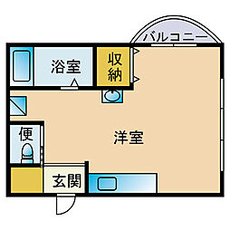 パンルネックスクリスタル博多 ワンルームの間取図画像