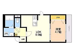 THE NOBLES 福岡空港前 1LDKの間取図画像