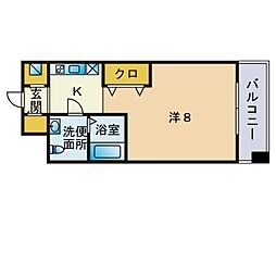 ピュアドーム箱崎ステーション 1Kの間取図画像