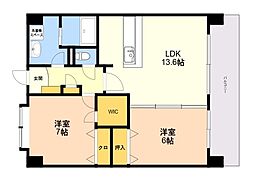 シャルム空港南 2LDKの間取図画像