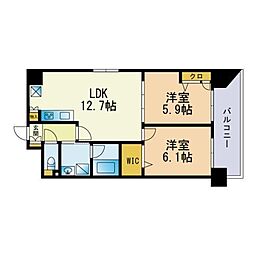 アトラスアルファーノ箱崎 2LDKの間取図画像