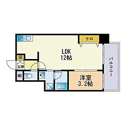 ウインステージ箱崎 1LDKの間取図画像