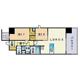 AIFLAT吉塚駅前 2LDKの間取図画像