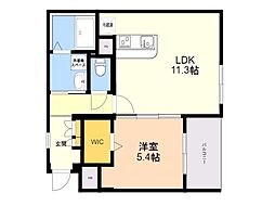 フランディオール吉塚 1LDKの間取図画像