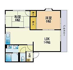 サンシャイン博多の森A 2LDKの間取図画像